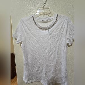 Maurices White Short Sleeve Tee with Silver Embellishments
